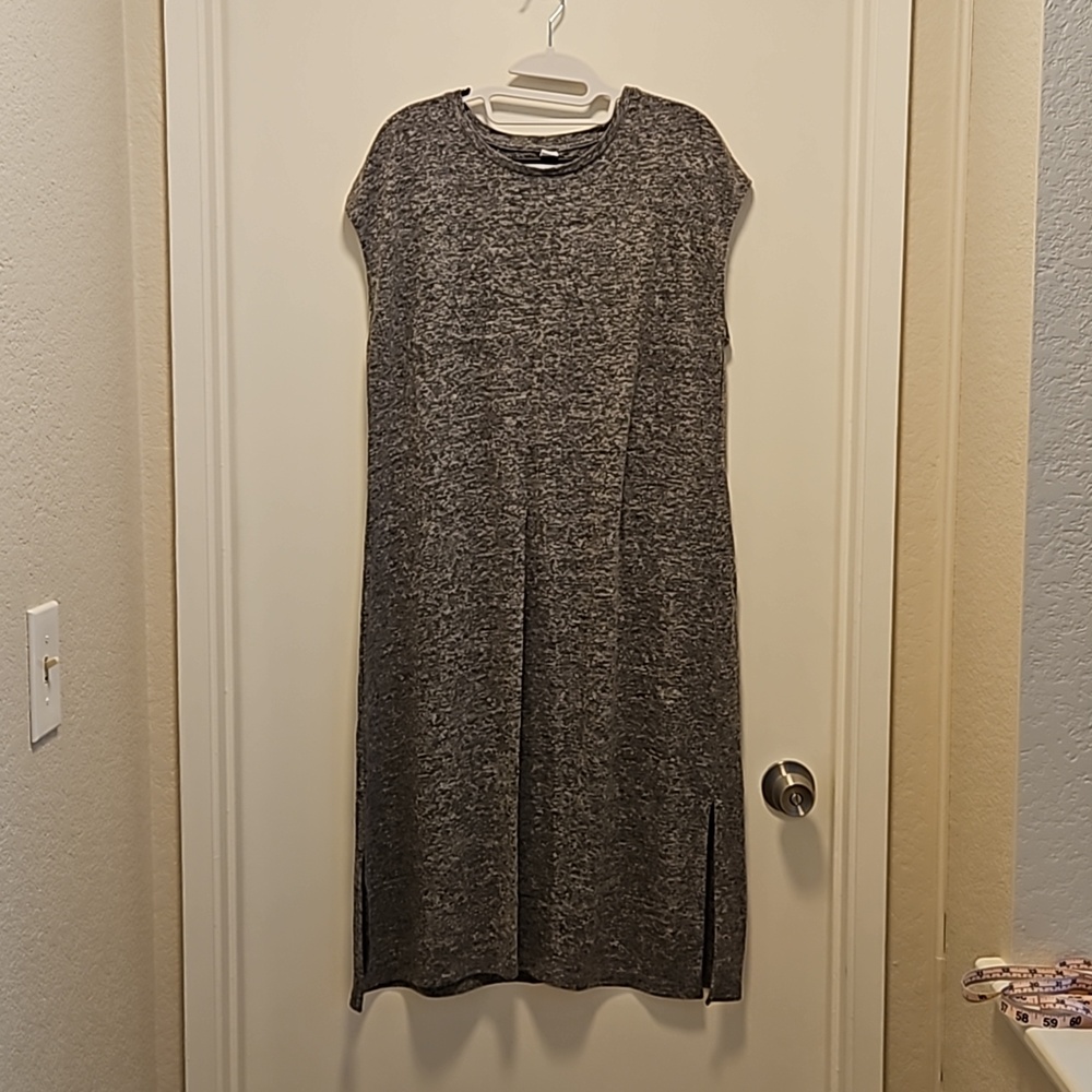 Heather Gray Crew Neck Midi Dress